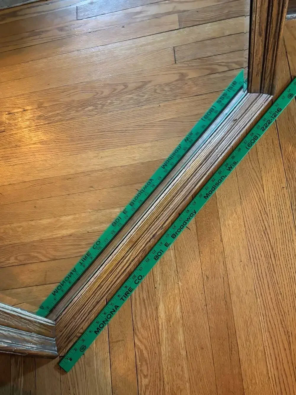 Vintage Uttermost Solid Oak Wood Framed Beveled Wall Mirror